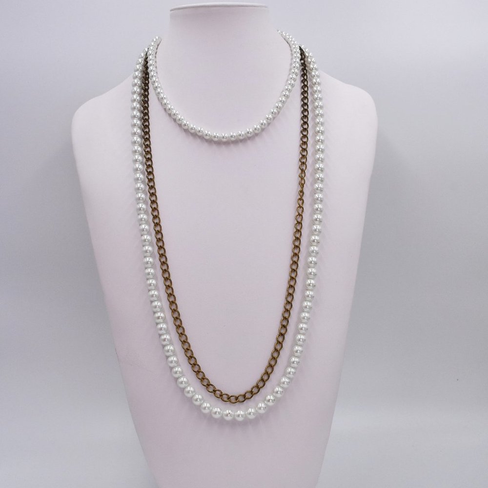 Vintage Pearl & Chain Necklace
